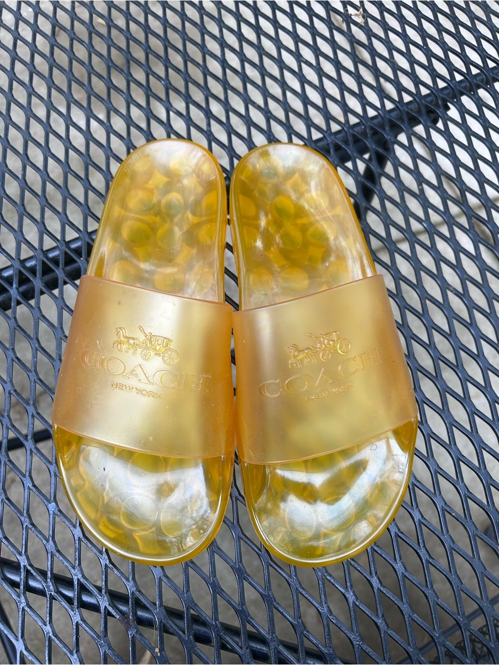 Coach Translucent Yellow Jelly Slide Sandals - Picture 2 of 5